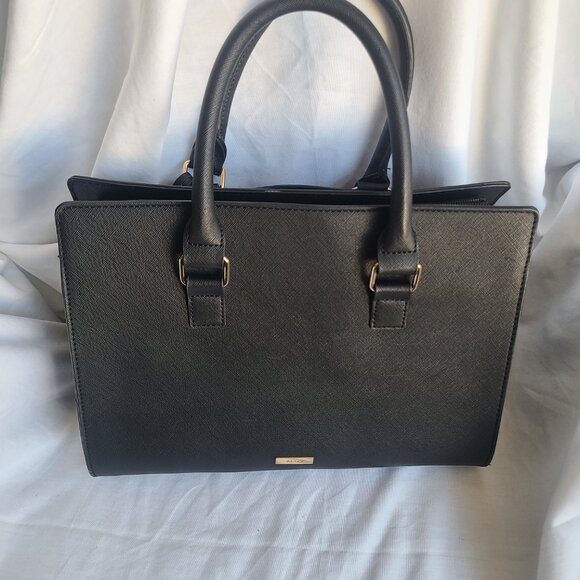 Aldo Faux Leather Black Satchel Handbag Purse - Picture 10 of 11